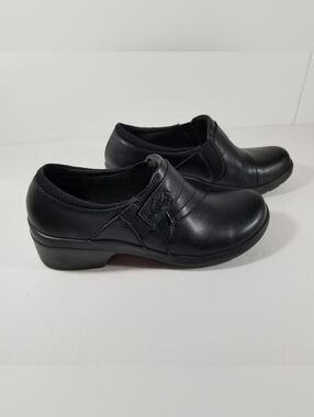 Clarks Angie Pearl Loafers Women's Size 9M Black Leather Comfort Shoes